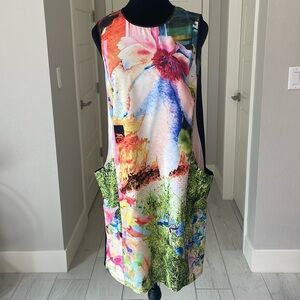 Clover Canyon Tropical Print Sleeveless Sheath Dress Size S